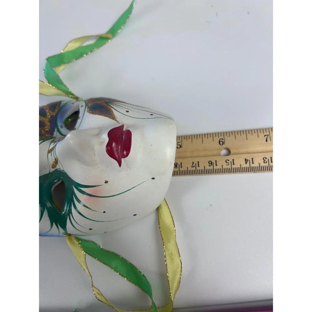 Vintage Mardi Gras Venetian Ceramic Mask 80s Wall Decor Painted‎ Glitter
